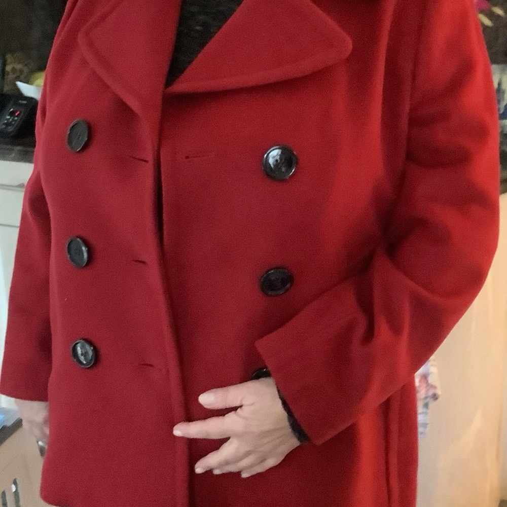 Burberry London coat /jacket Sz Xl dark red wool made in Turkey